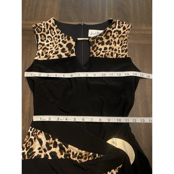 Joseph Ribkoff 153690 Black Leopard Print Sheath Dress Gold Ring Accent 6 Canada - Picture 6 of 10